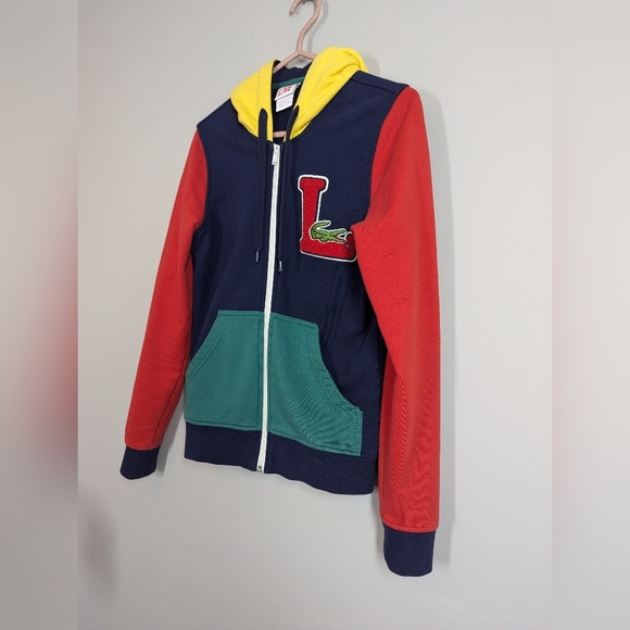 Lacoste Live Colorblock Hoodie Zip Up Jacket Size 2 (S) Retro Varsity Style - Picture 3 of 6